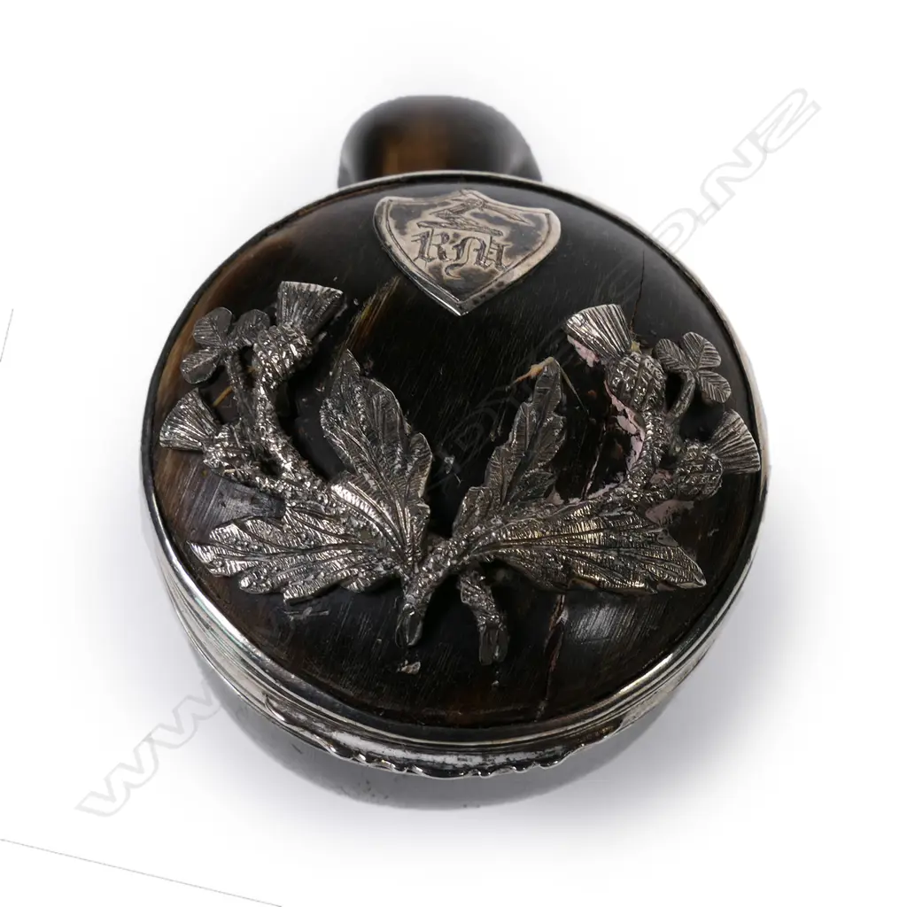 A good Victorian horn and silver Scottish snuff mull Image 1++