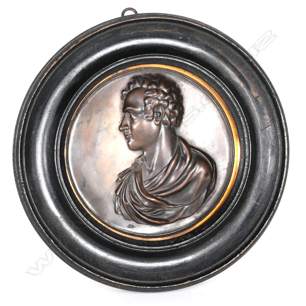 A 19thC bronzed relief portrait plaque of Lord Byron Image 1++