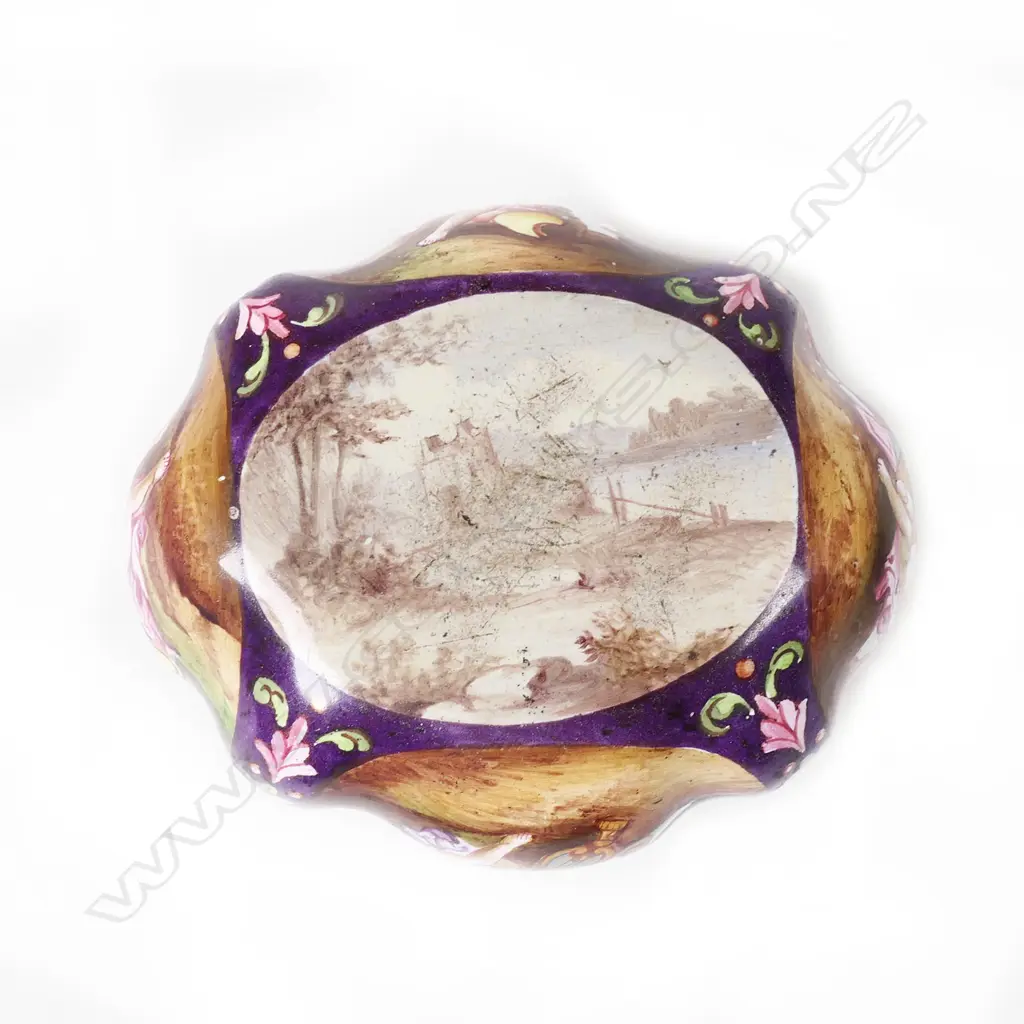 A French enamel oval bombe shaped box Image 1++