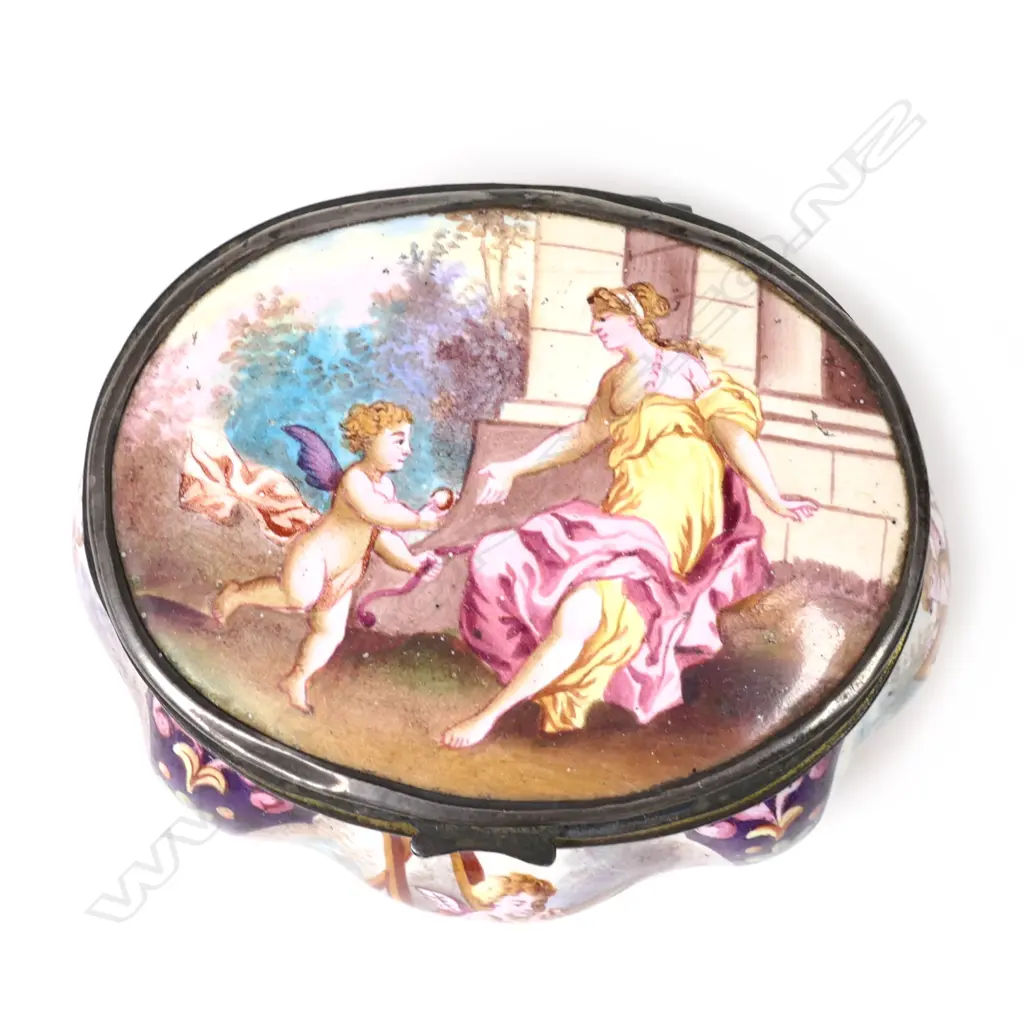 A French enamel oval bombe shaped box Image 1++