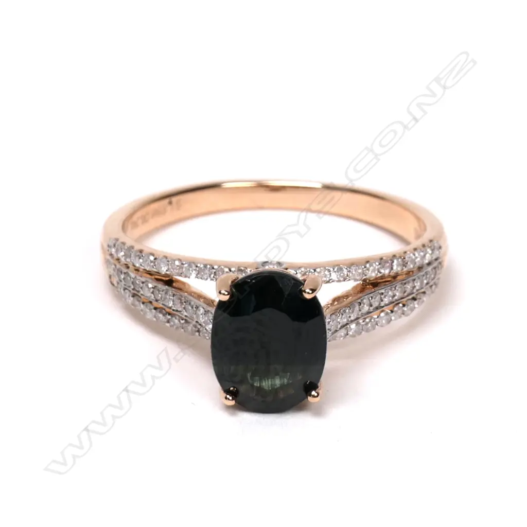 14ct rose gold sapphire and diamond ring Image 1++