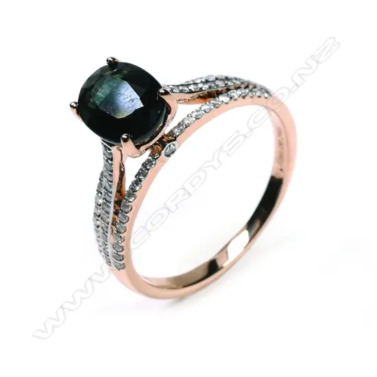 14ct rose gold sapphire and diamond ring