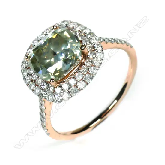 A 14ct rose gold and diamond double halo ring