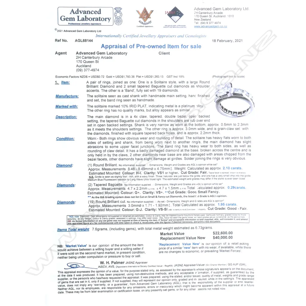 A 2ct diamond solitaire ring together with joined companion eternity band Image 1++