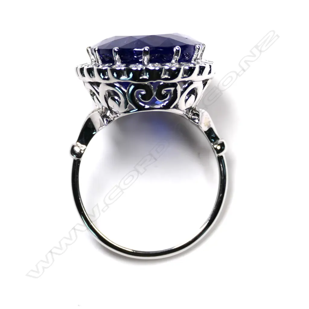 A 14ct white gold tanzanite and diamond ring Image 1++