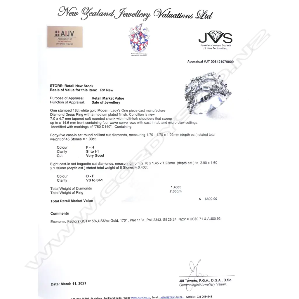 A modern 18ct white gold and multi diamond wide band ring Image 1++