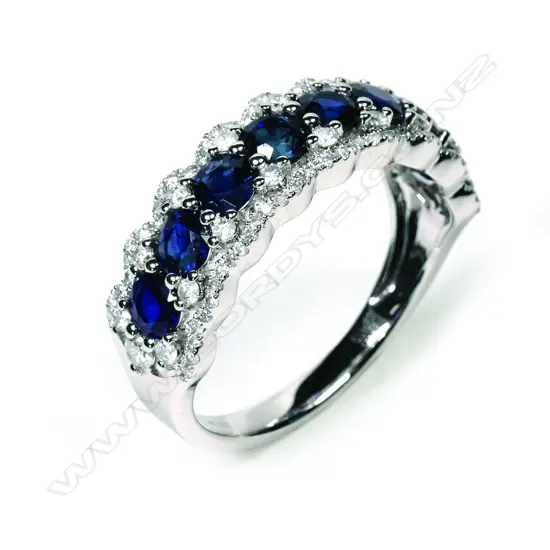 A 14ct white gold sapphire and diamond ring