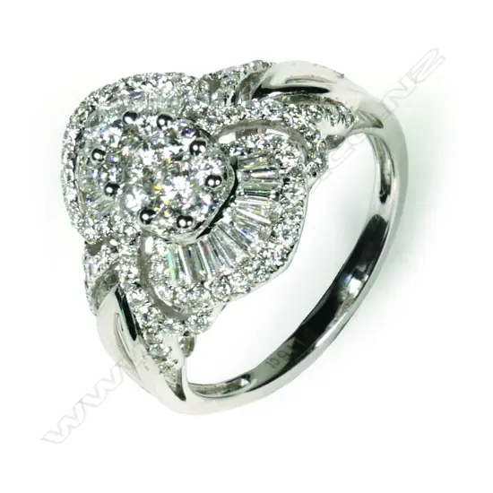 A modern 18ct white gold diamond cluster ring