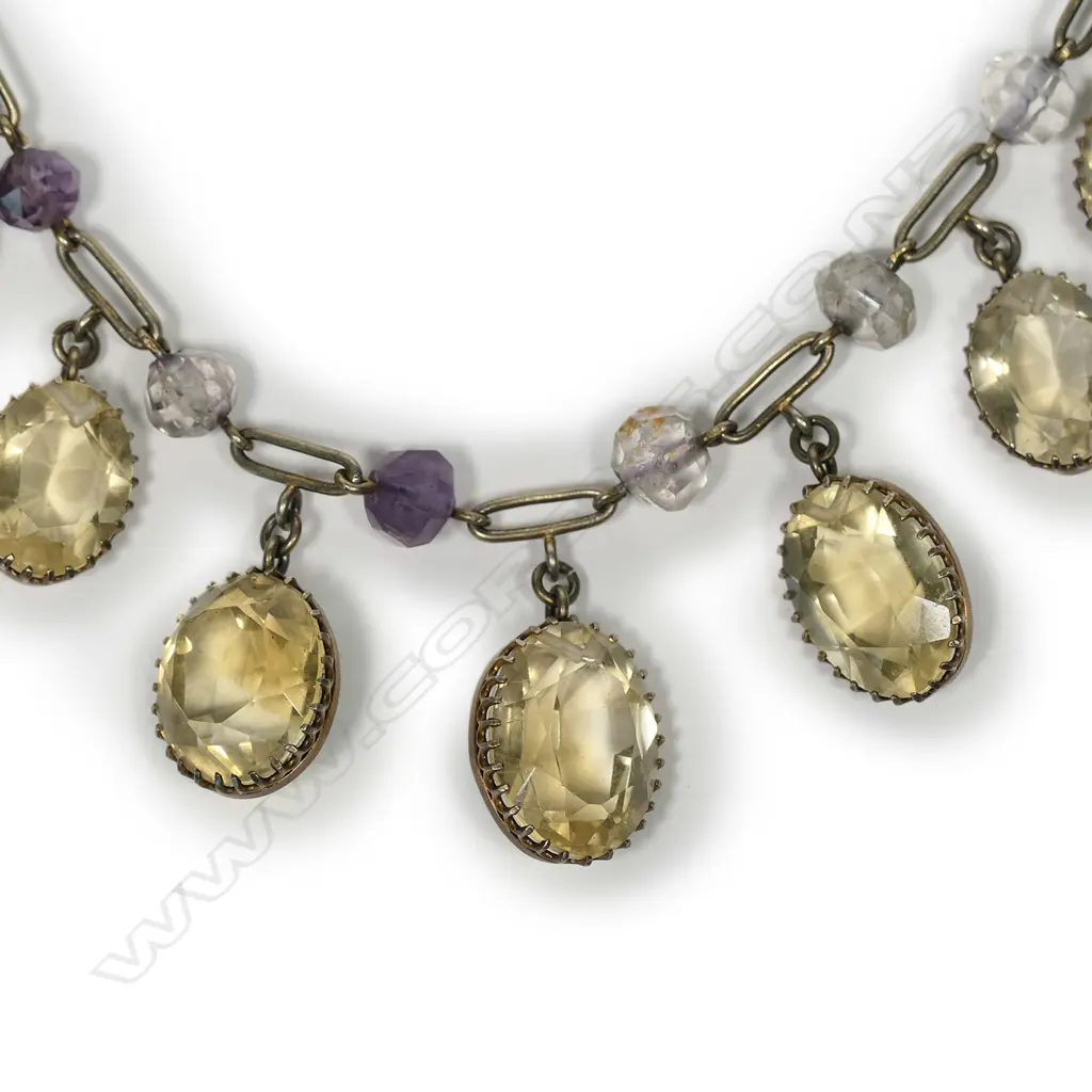 A vintage silver gilt and citrine necklace Image 1++