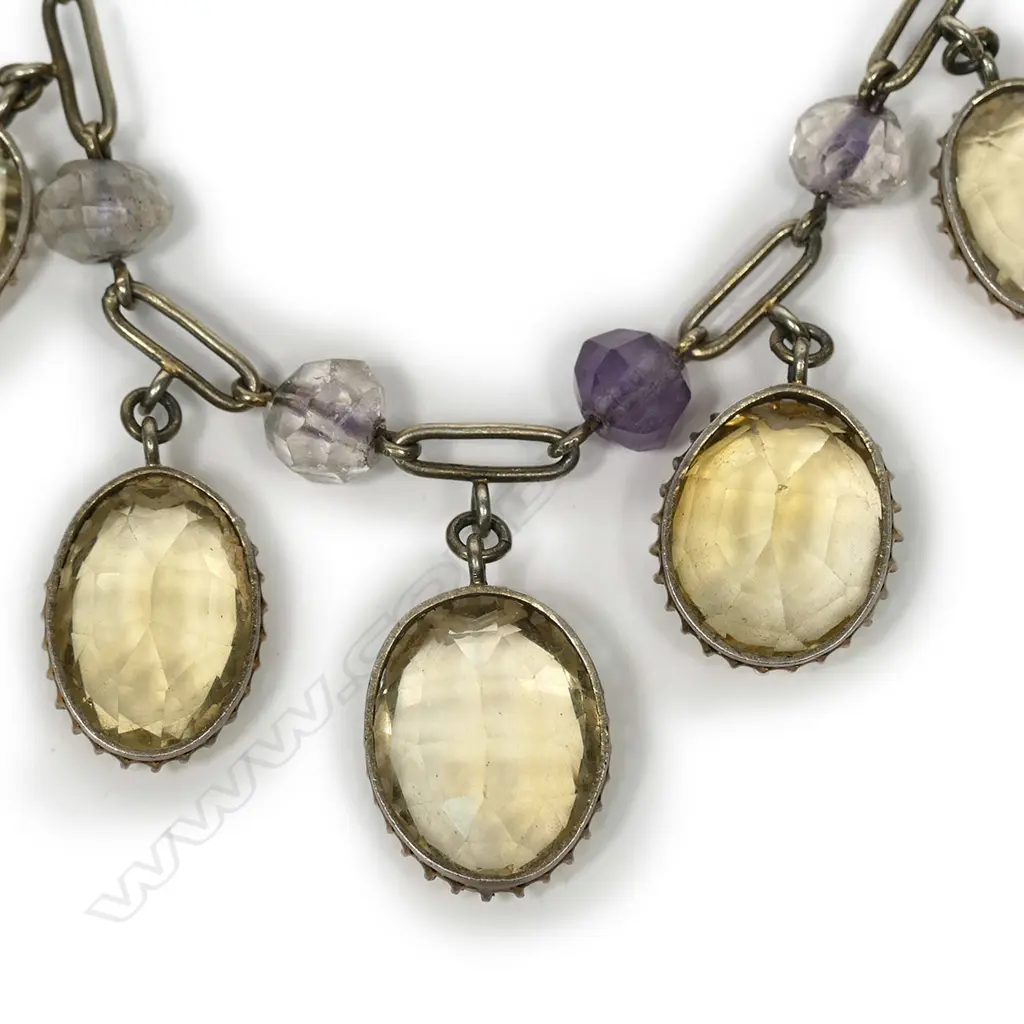 A vintage silver gilt and citrine necklace Image 1++