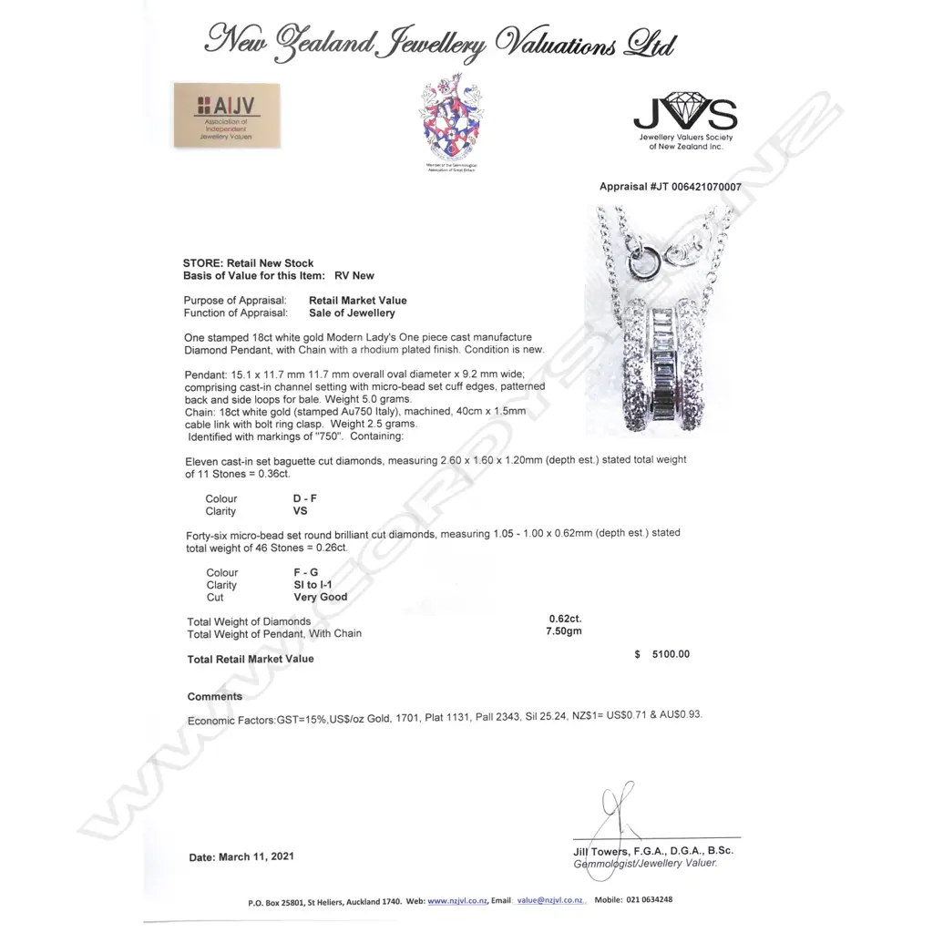 An 18ct white gold diamond pendant on chain Image 1++