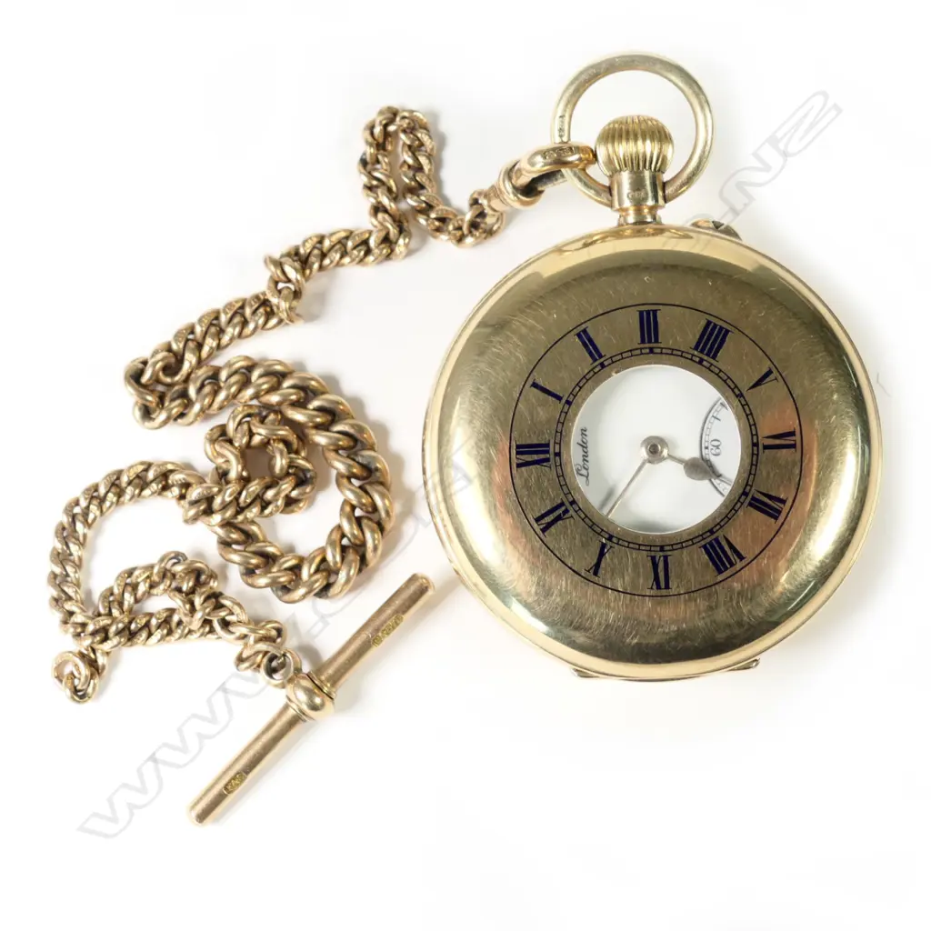 A 19thC 9ct gold half hunter pocket watch by J.W. (James William) Benson Image 1++