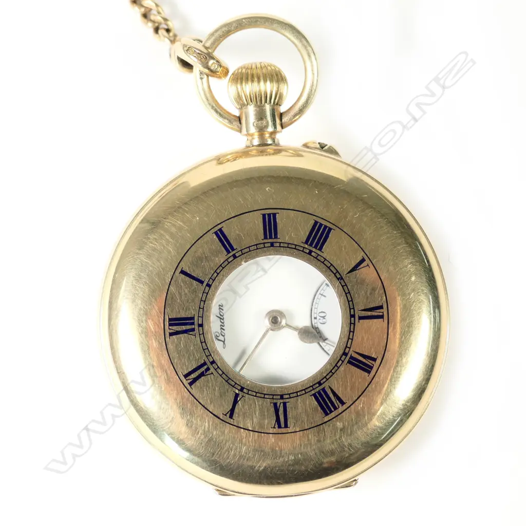 A 19thC 9ct gold half hunter pocket watch by J.W. (James William) Benson Image 1++