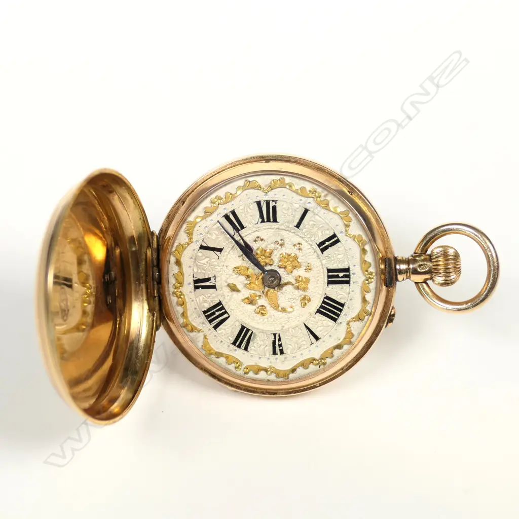 An 18ct gold enamel and diamond pocket watch Image 1++