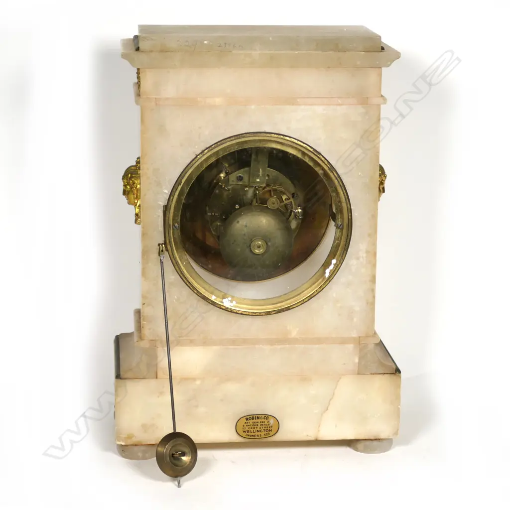 A 19thC French white alabaster mantel clock Image 1++