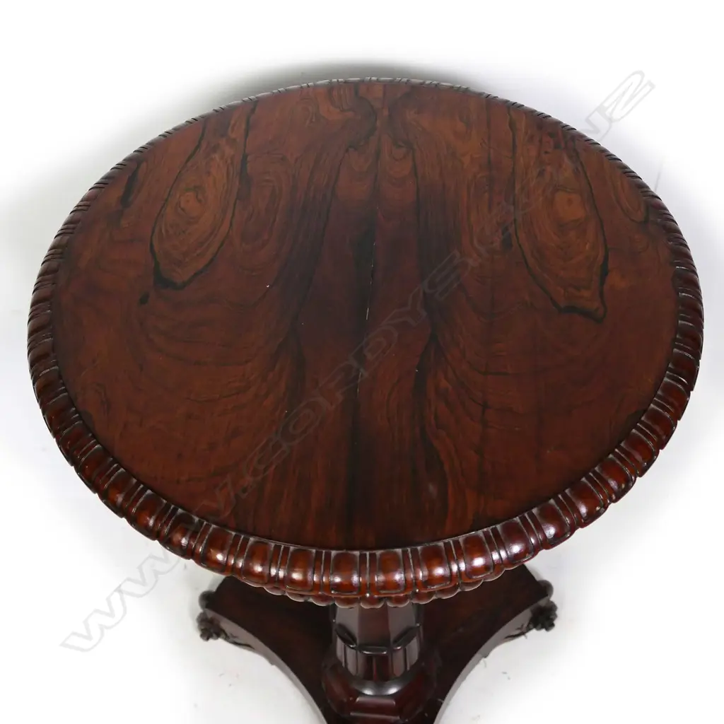 A rare telescopic lidded William IV rosewood circular teapoy Image 1++