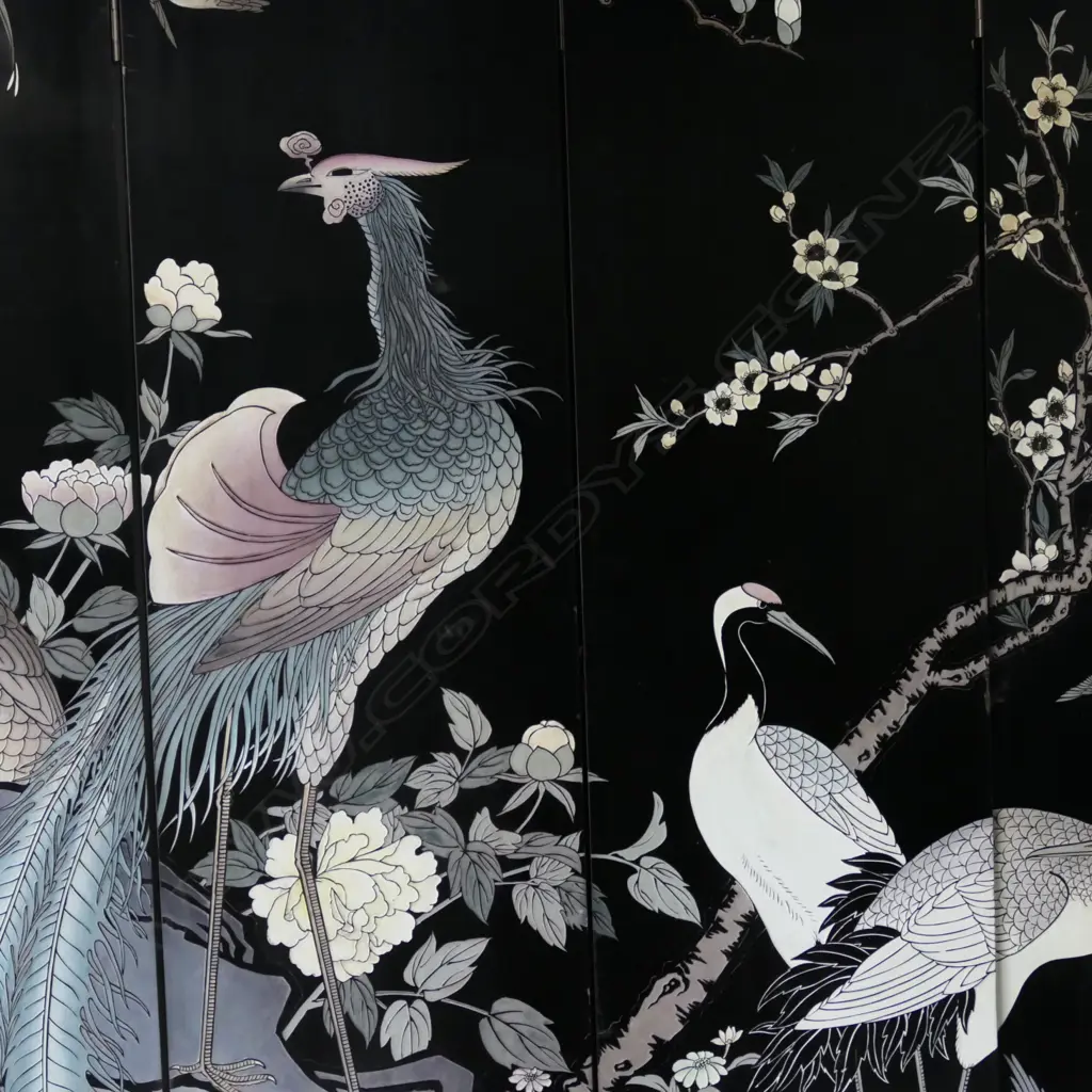 An eight-fold lacquer Oriental screen Image 1++