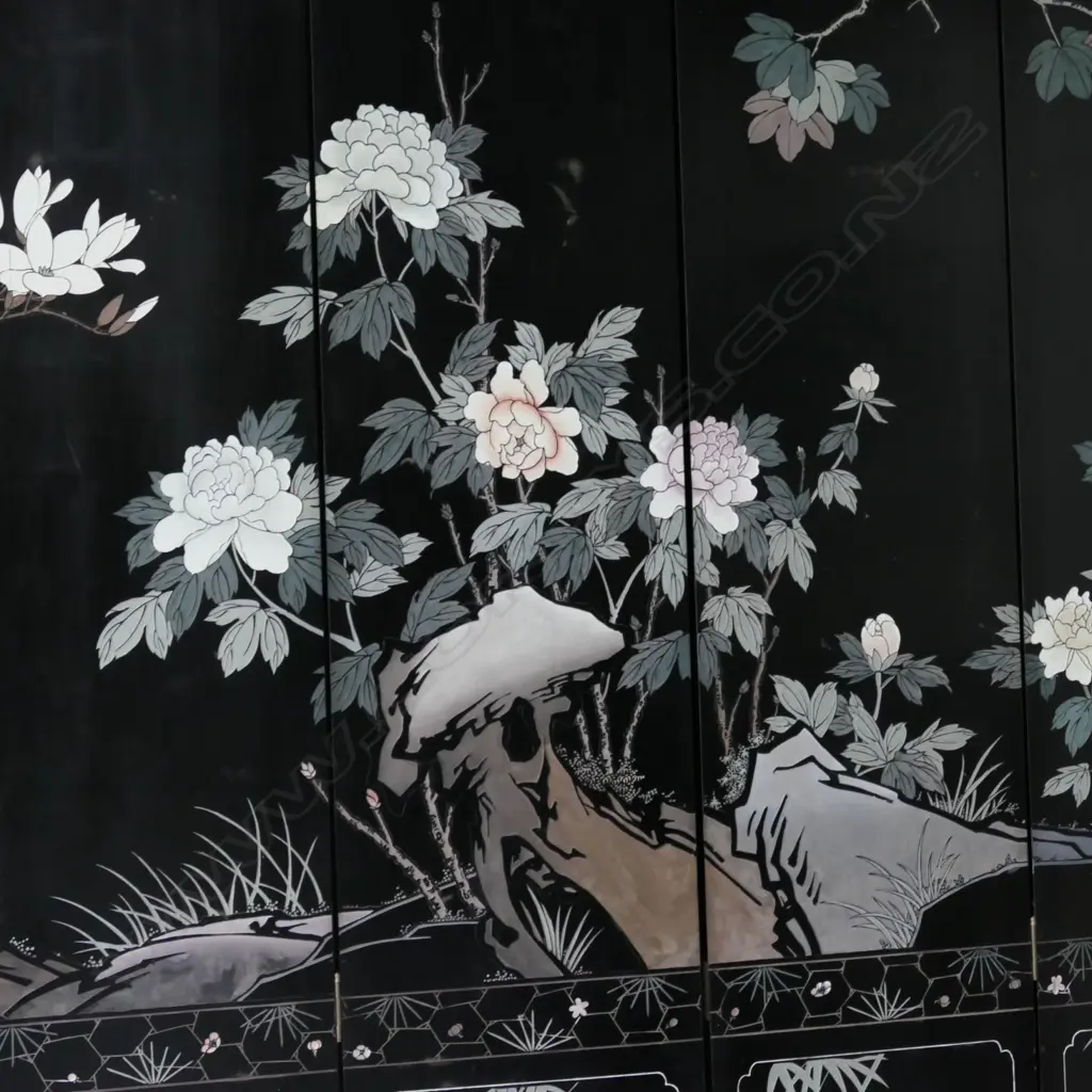 An eight-fold lacquer Oriental screen Image 1++