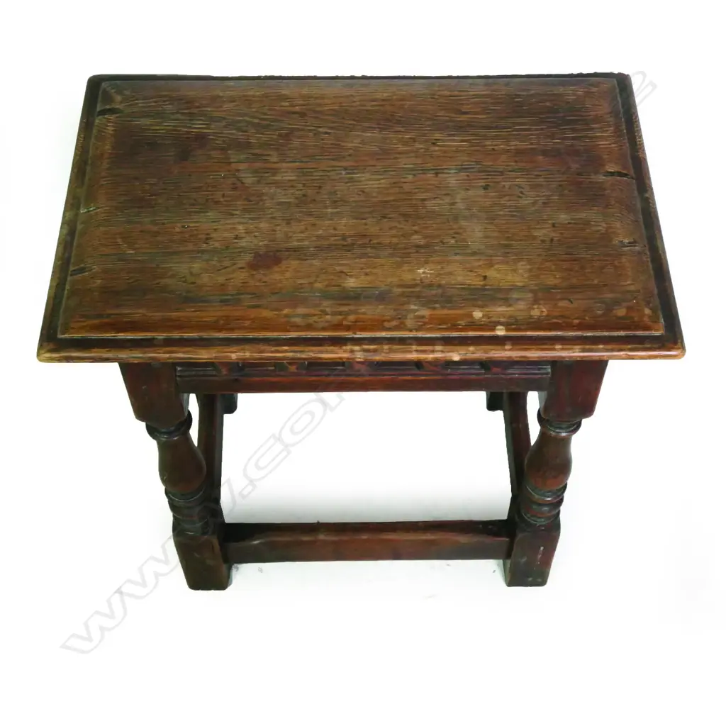 A vintage oak Elizabethan style stool Image 1++