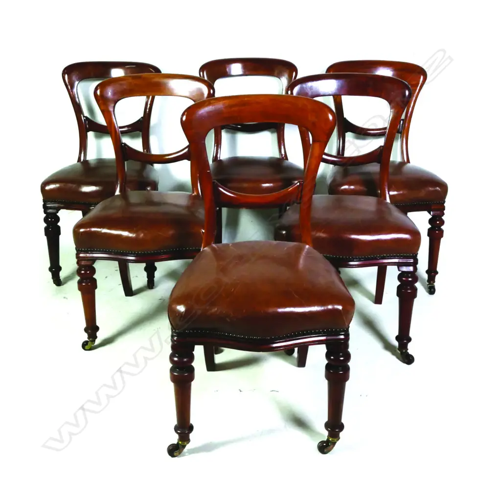 A set of six Victorian mahogany Admiralty dining chairs Image 1++