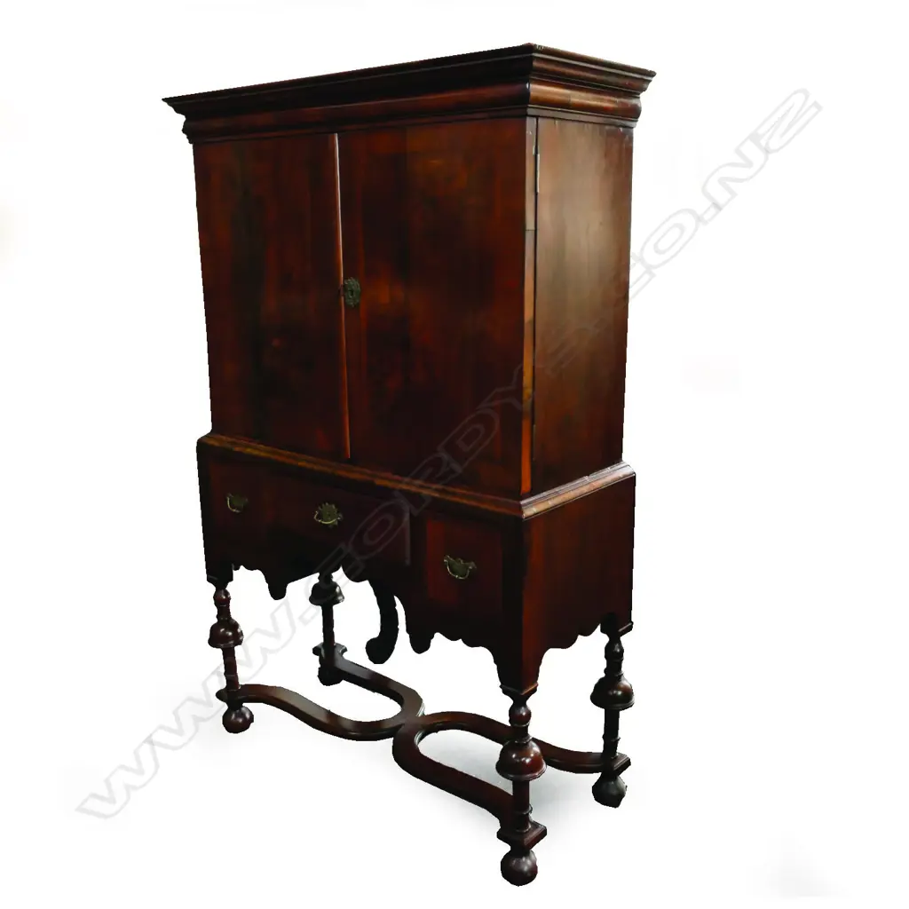 A Queen Anne style walnut cabinet on stand Image 1++