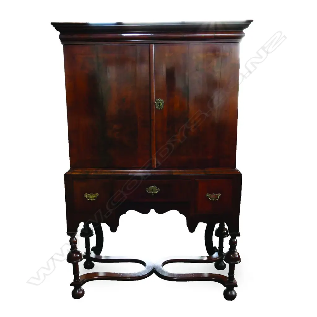 A Queen Anne style walnut cabinet on stand Image 1++