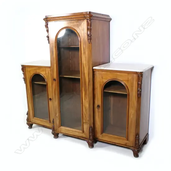 An impressive Victorian walnut display vitrine