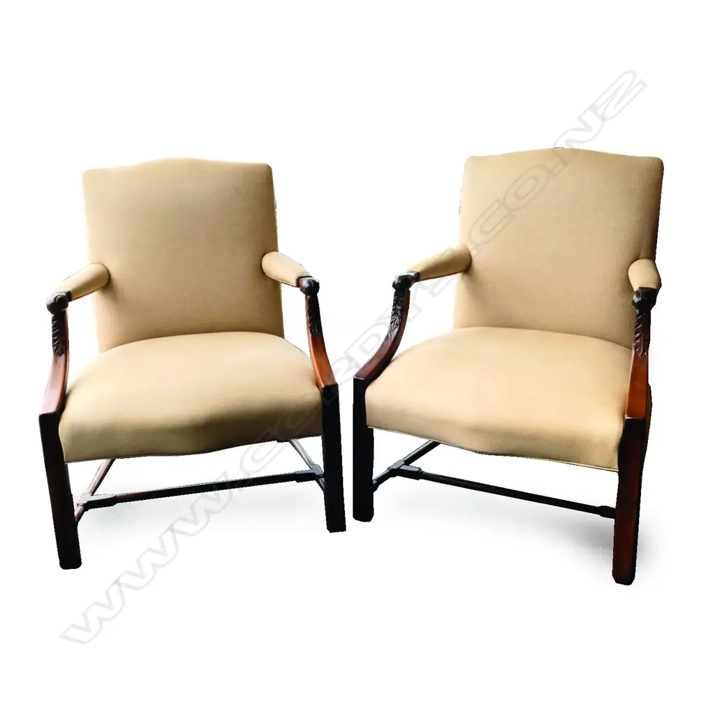 A pair of good quality reproduction Gainsborough open elbow chairs of generous proportions Image 1++