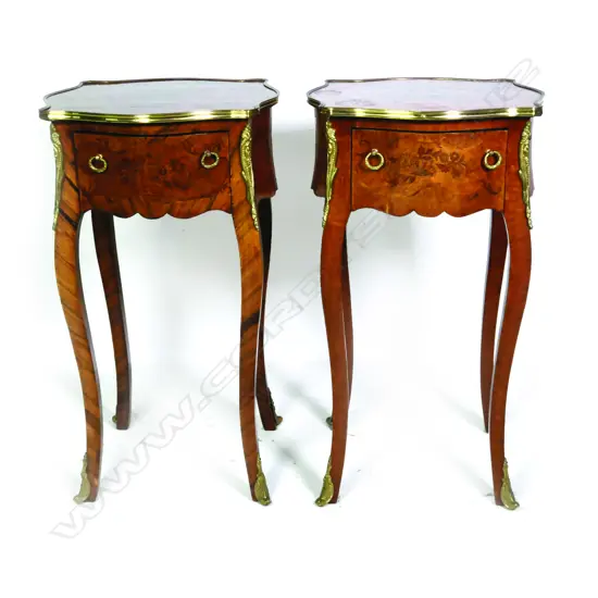 A pair of French style bedside tables