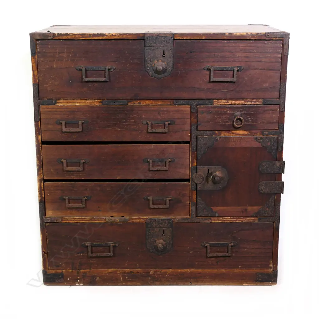 A 19thC Meiji Japanese small tansu collector's cabinet Image 1++