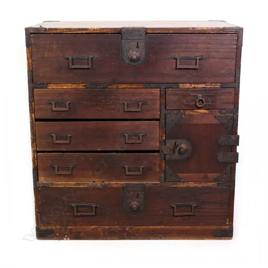 A 19thC Meiji Japanese small tansu collector's cabinet