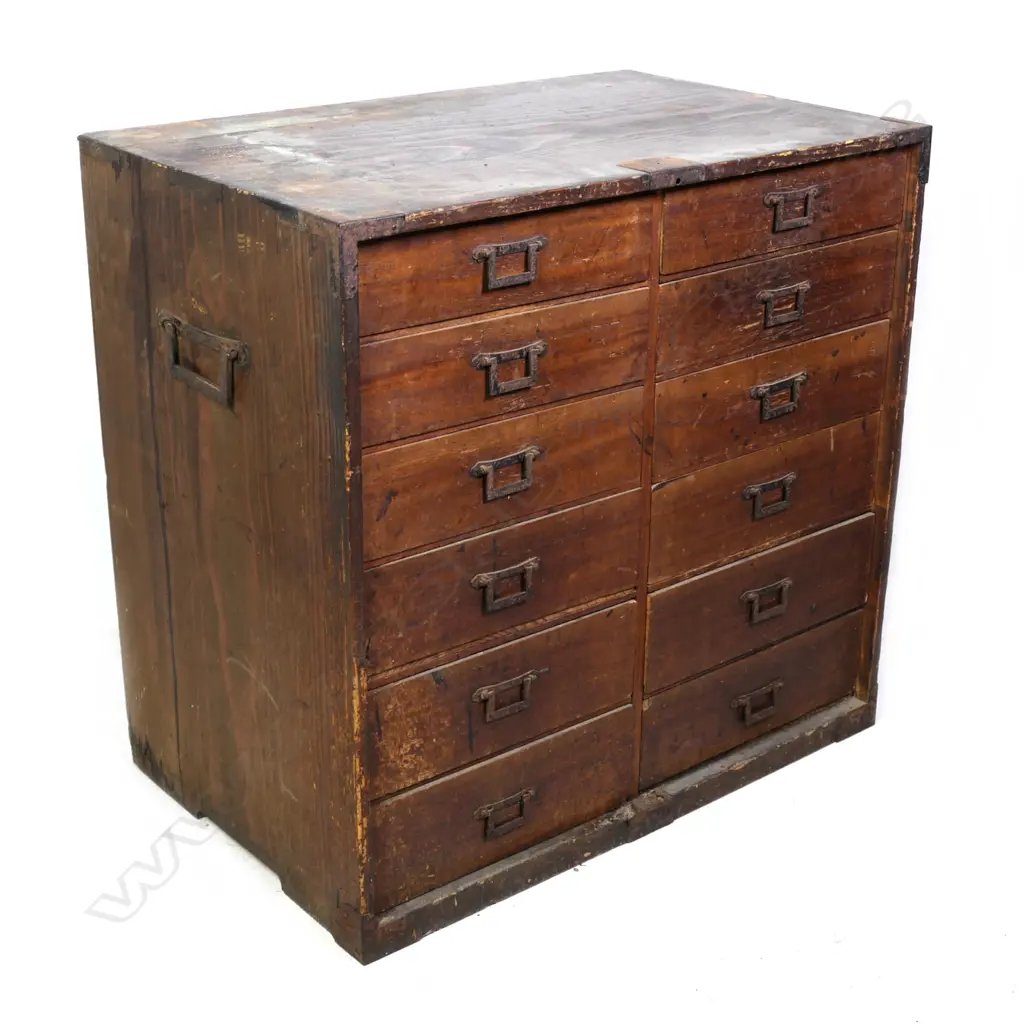 A 19thC Meiji Japanese tansu collector's cabinet Image 1++