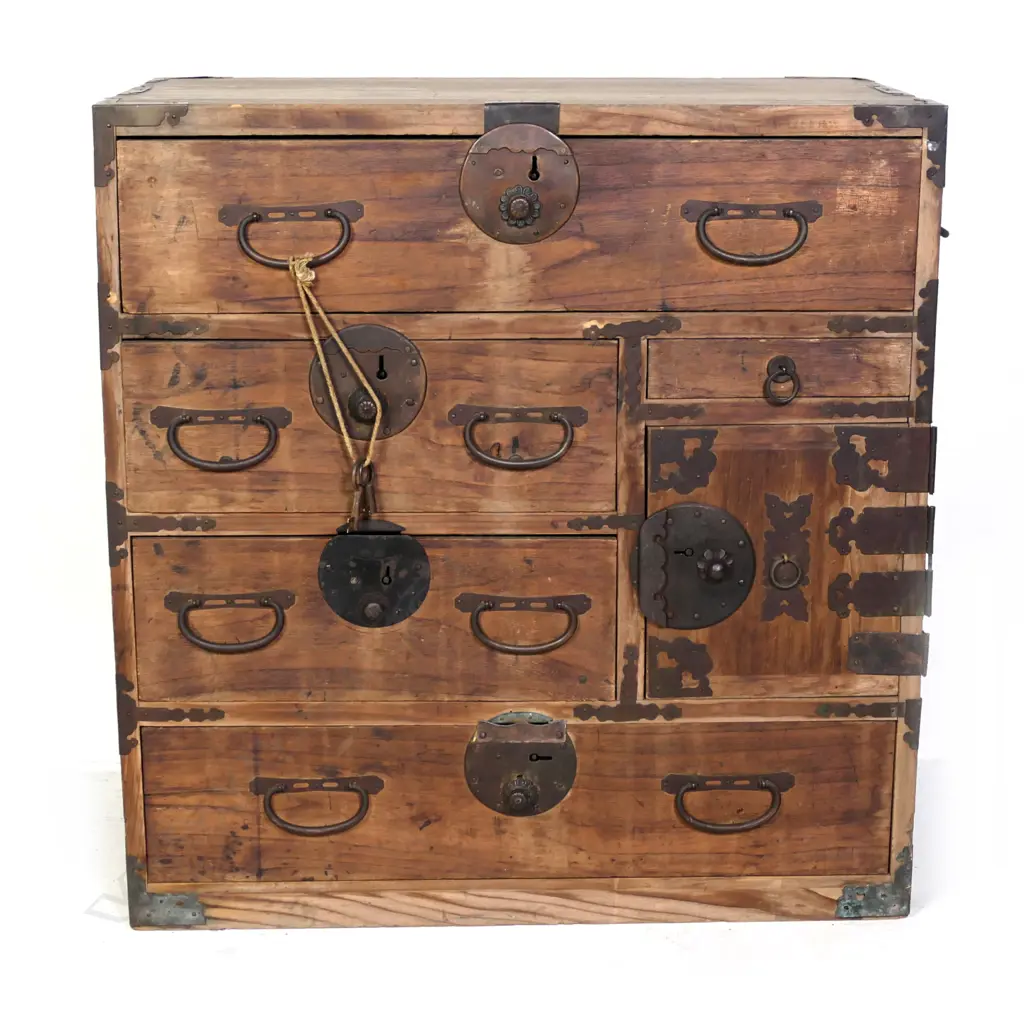 A late 19thC Japanese tansu collector's cabinet Image 1++