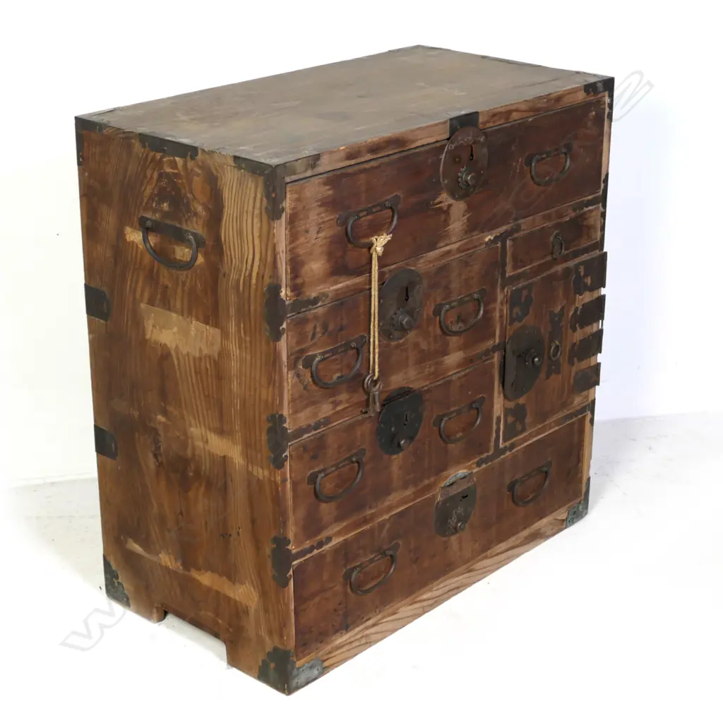 A late 19thC Japanese tansu collector's cabinet Image 1++