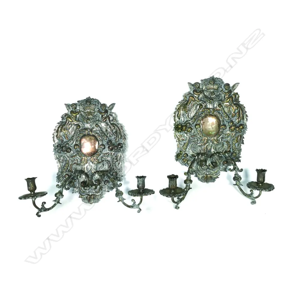 A pair of 19thC highly decorative candle sconces Image 1++