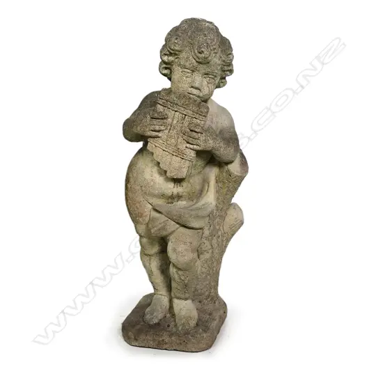 A vintage concrete garden statue