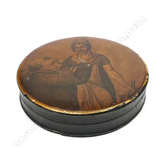 A 18thC papier-mâché snuff box