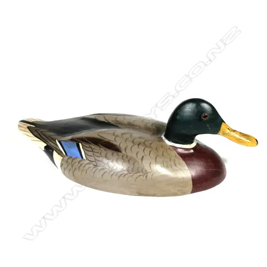 A decorative 15" x 6½" Mallard drake decoy type sculpture