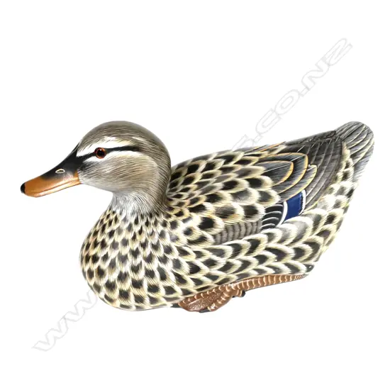 A decorative wooden 10" Mallard hen display decoy