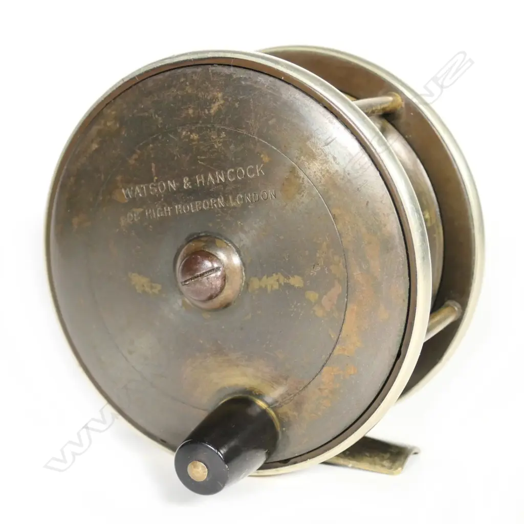 A good 4¼" Watson & Hancock brass and ebonite salmon fly reel Image 1++