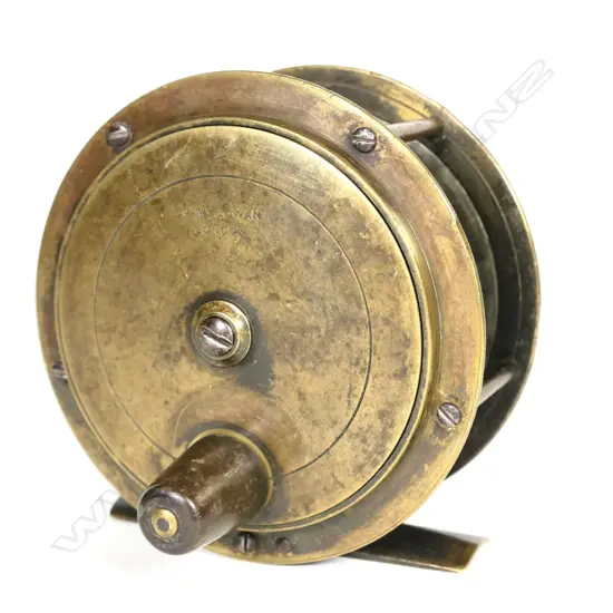 An original 4" J.M. McGowan Hercules type brass salmon reel