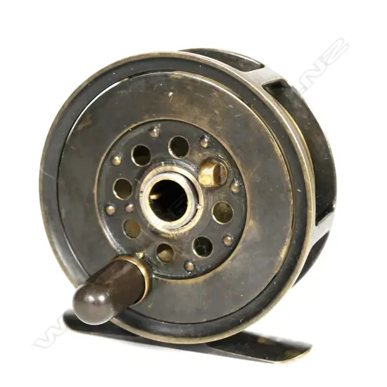 An uncommon 2½" small Moscrops brass fly reel