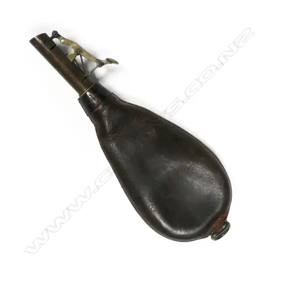 A late 19thc leather shot flask