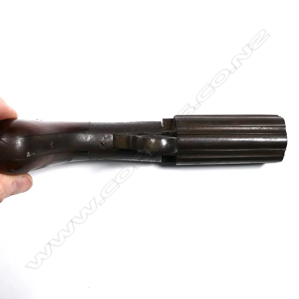 An early Victorian six shot pepperbox pistol Image 1++