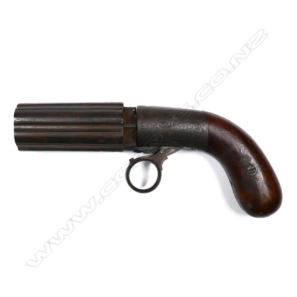 An early Victorian six shot pepperbox pistol Image 1++