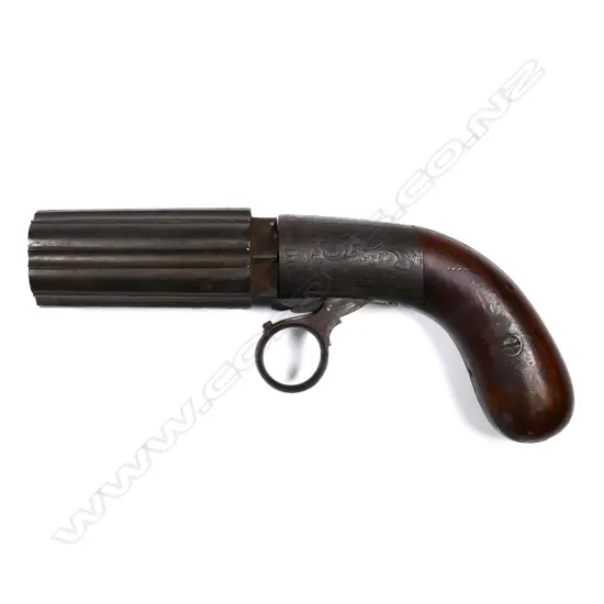 An early Victorian six shot pepperbox pistol