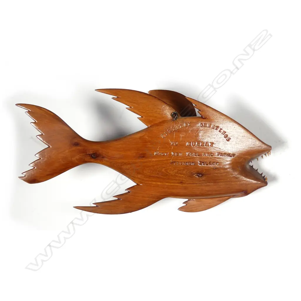 An uncommon Pitcairn Island carved wooden wall mounting flying fish Image 1++