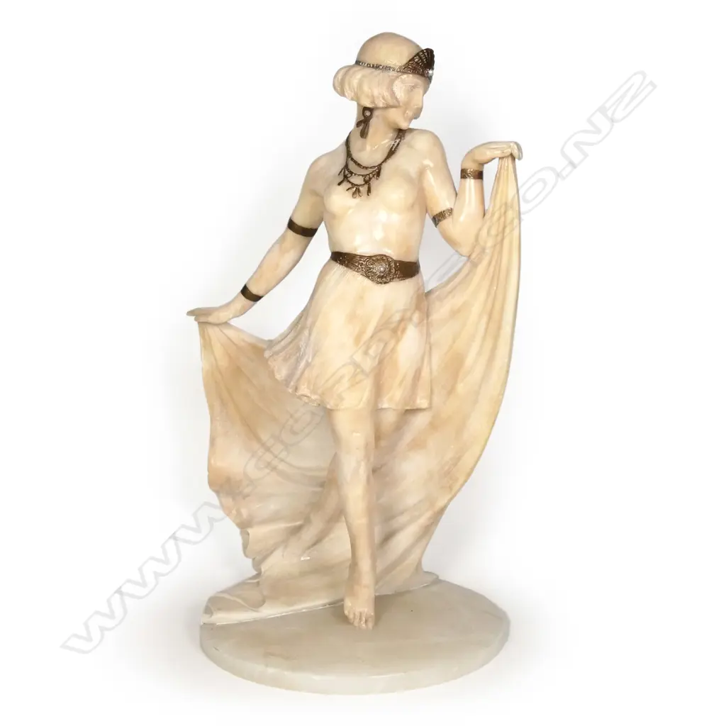 An Italian Art Deco alabaster statuette of an Egyptian dancer Image 1++
