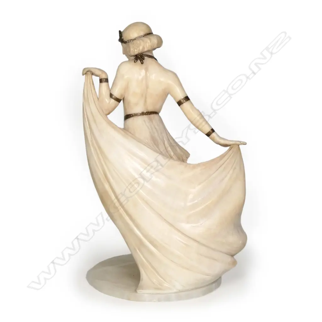 An Italian Art Deco alabaster statuette of an Egyptian dancer Image 1++