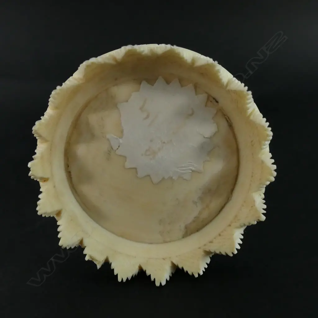 An early 20thC Chinese tall carved ivory figured stand puzzle ball Image 1++